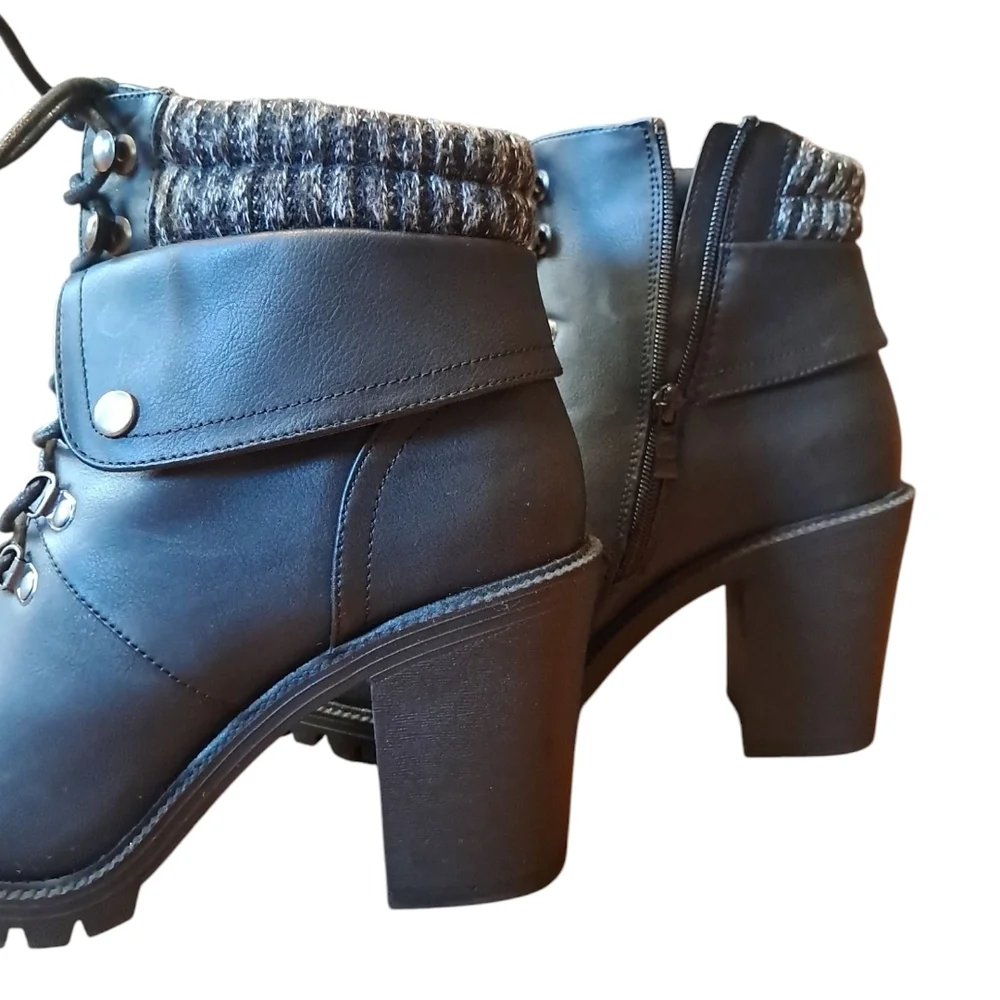 Torrid Black Hiker Boot Lug Sole Sweater Trim Size 11WW - Picture 12 of 16